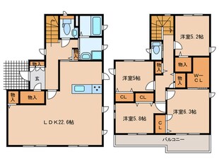 桃山町三丁目貸家の物件間取画像